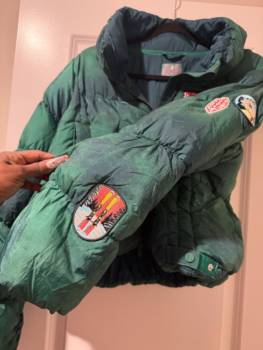FP Movement by Free People Green Patchwork Puffer with Embroidered Patches 🔥 - Picture 5 of 7